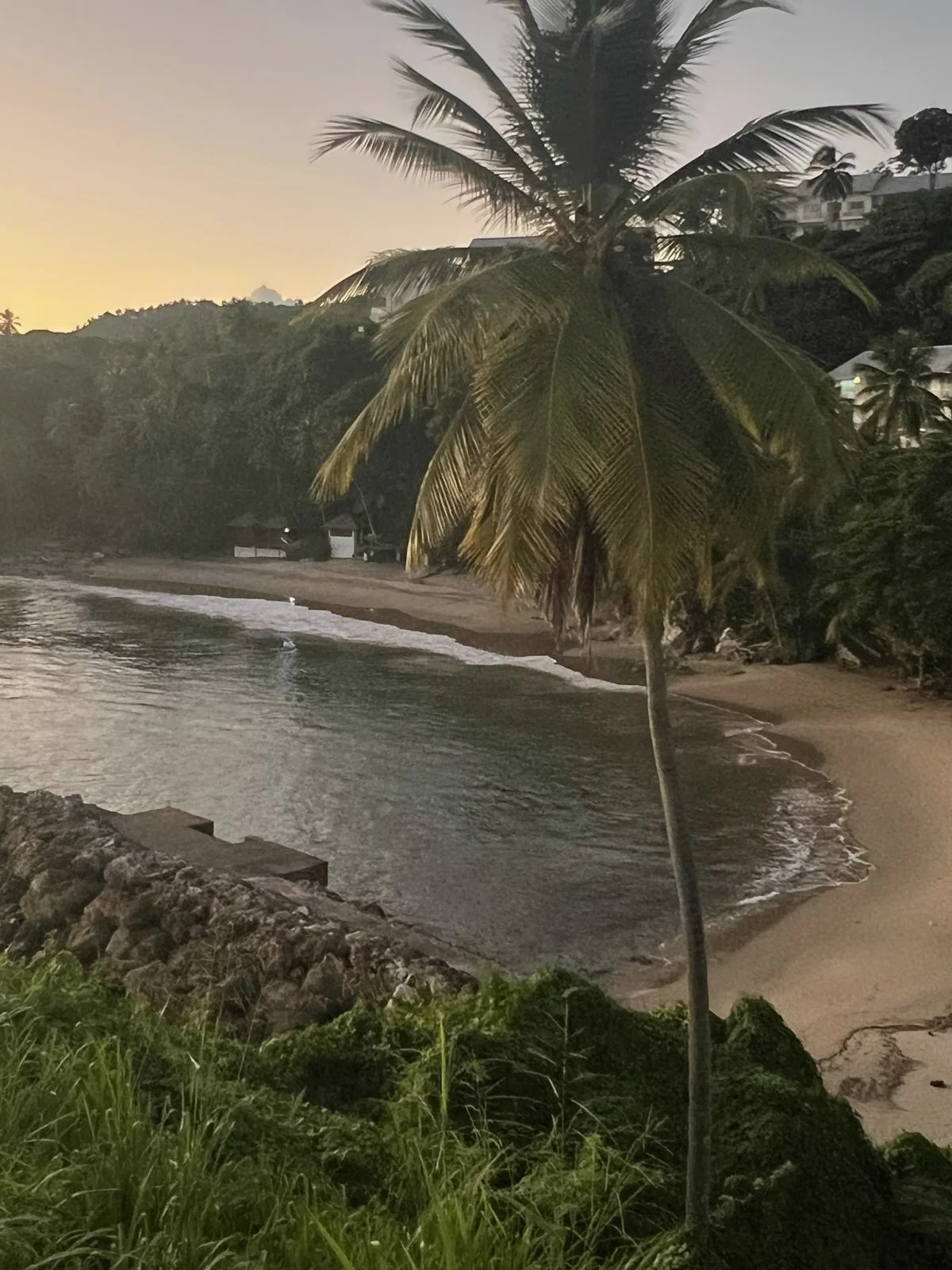 Golden hour over the cove below Vista Mare